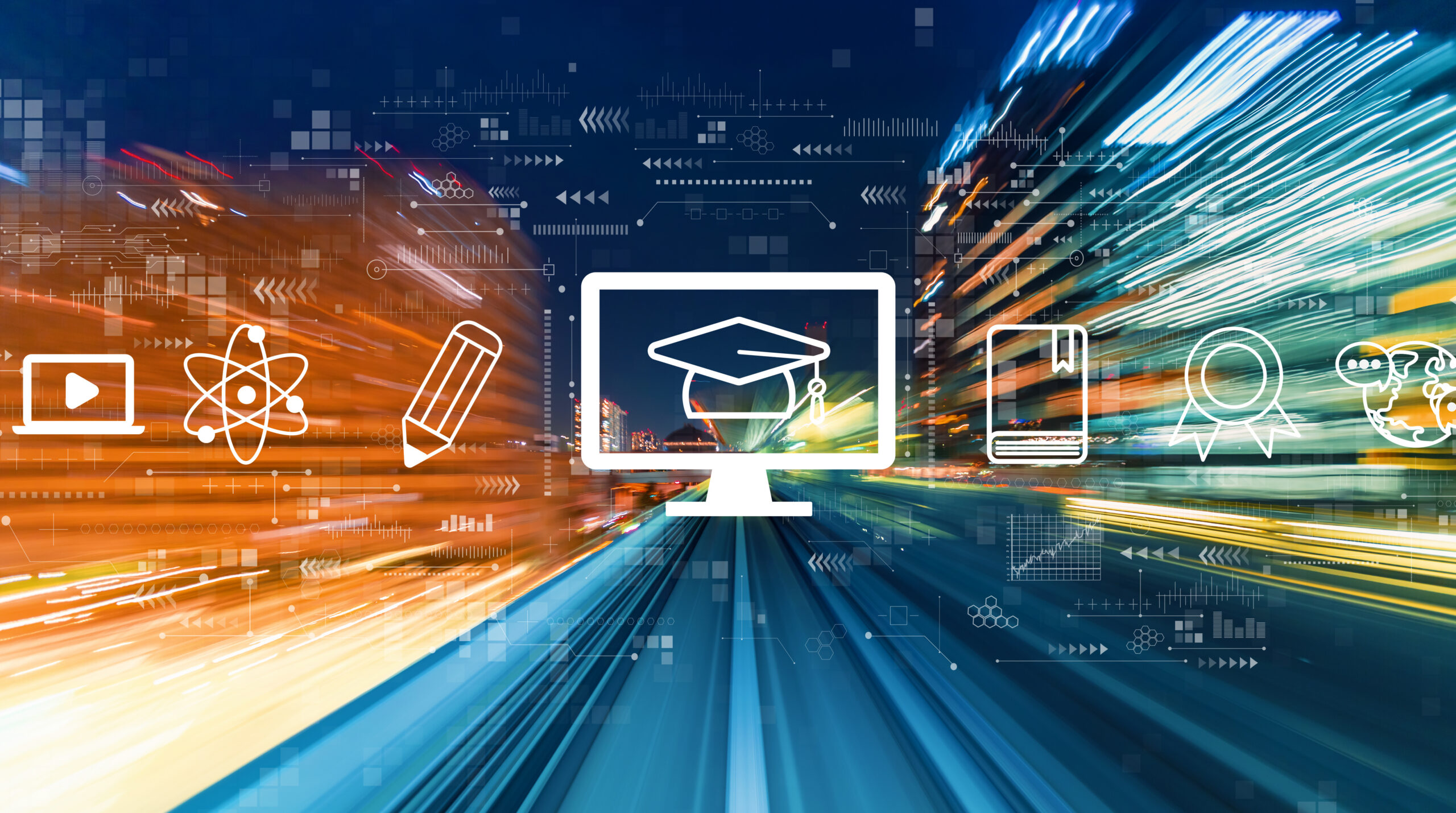 E-learning concept with high speed motion blur